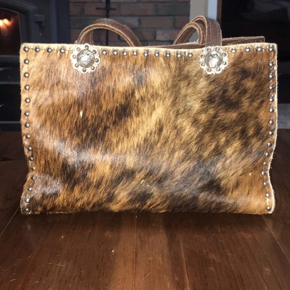 Hair on cowhide purse